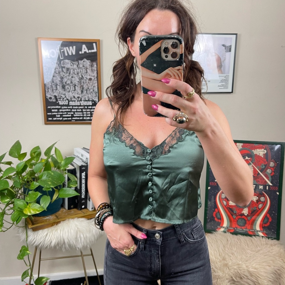 Free People • Cropped Cami • Green • S